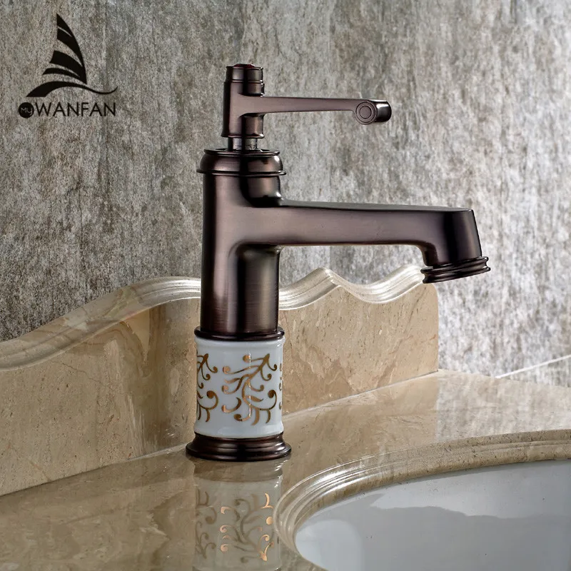 New Tap Euro Vintage Style Basin Sink Faucet Oil Rubbed Bronze Red Bathroon Faucet Mixer Tap Deck mounted SM-99601