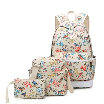 Japan And Keroan Plant Printing Travel Backpack For Girls Women Multi-Function Middle School Students Fresh Bag Mochil+Free Gift