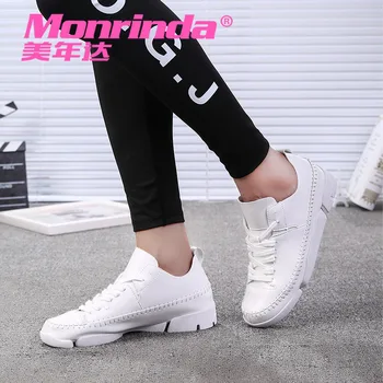 Monrinda Women's Running Shoes Microfiber Leather Walking Shoe Anti-skid Female Sport Shoes New Design A06