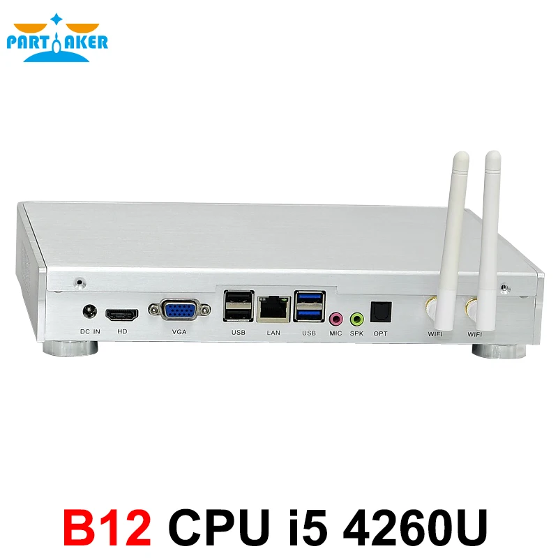 Partaker Intel Dual Core 12V Mini Desktop Computer 1 LAN 300M Wifi as a Gift HDMI VGA Two Display OPT I5 4260U