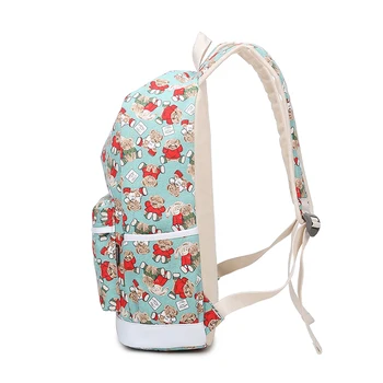 Keroan Style Cartoon Bear Printing Travel Backpack For Girls Multi-Function Simple Students Laptop Shoulder Bag Mochil+Free Gift