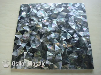 Natural black color triangle pattern sea shell black mother of pearl tile for interior house decoration wall tile