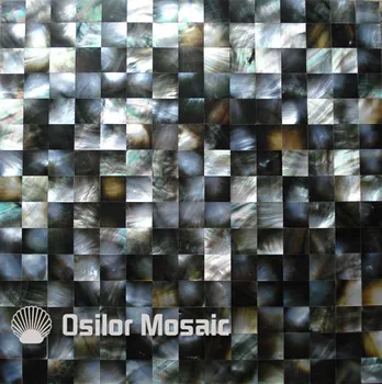 Natural black color square pattern sea shell black mother of pearl tile for interior house decoration wall tile
