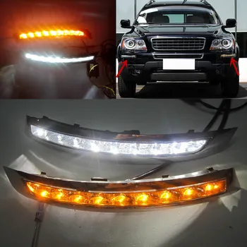 With Turn Signal Car Styling LED DRL For Volvo XC90 2007-2013 LED DRL Fog Lamps Daytime Running Light