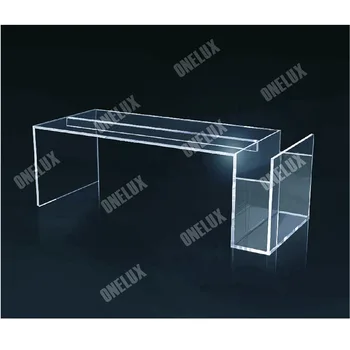 Acrylic lucite coffee / tea table with magazine holder