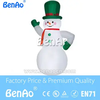 X122 2.4m high Inflatable Giant Snowman with green hat/Inflatable Christmas decoration snowman with gentleman hat