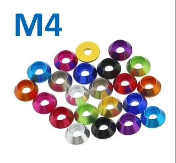 10pcs M4 Black Cup Head Fasten Cone Countercunk Gasket Multicolor Aluminum Alloy Antioxygenation DIY Model Washer