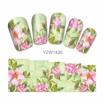 ZKO 1 Sheet Water Transfer Nail Sticker Flower Decals DIY Art Decoration Fingernail 1420