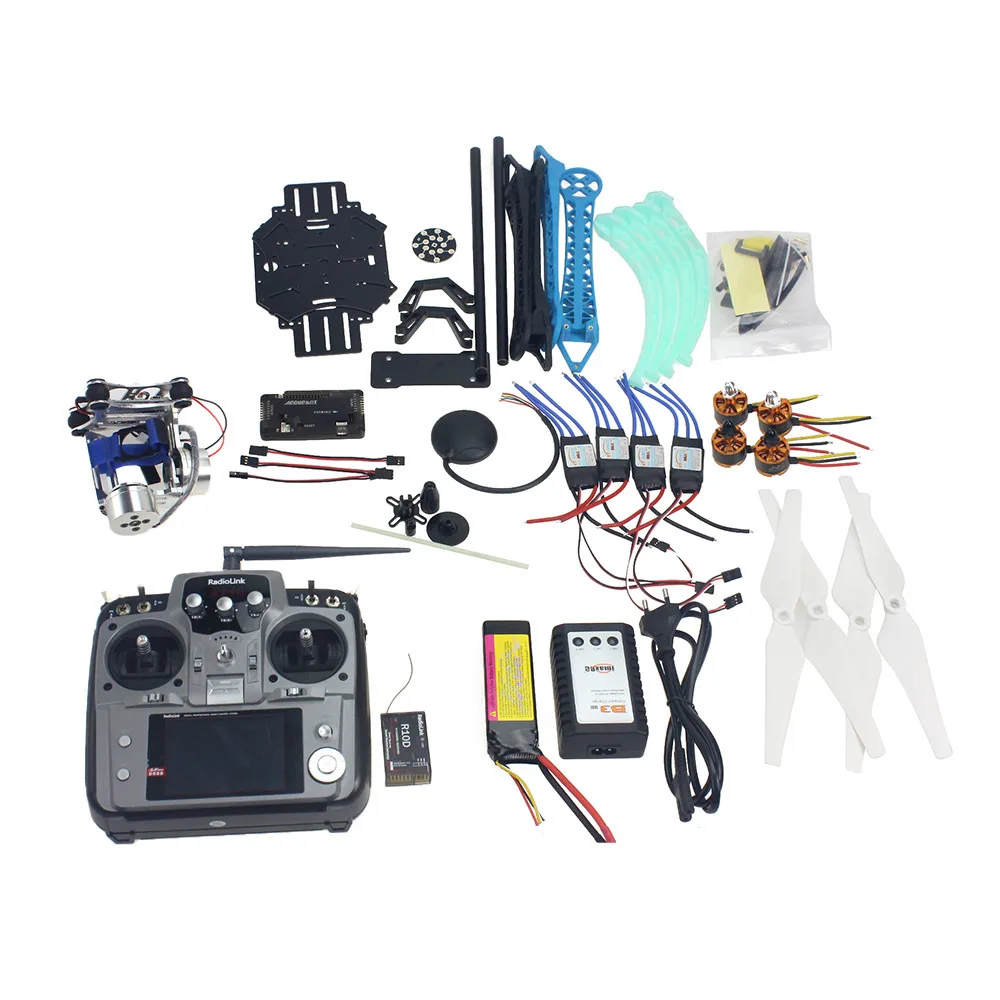 Full Set RC Drone Quadrocopter 4-axis Aircraft Kit 500mm Multi-Rotor Air Frame 6M GPS APM Flight Control 2axis Gimbal F08151-J