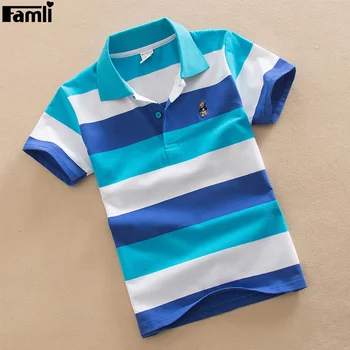 Famli 4Y-16Y Teenager T shirt Children Boy Summer Casual Striped Cotton Short Sleeve T-shirt Tops 8 10 12 14 16 Kids T shirt Tee