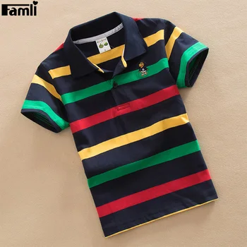 Famli 4Y-16Y Teenager T shirt Children Boy Summer Casual Striped Cotton Short Sleeve T-shirt Tops 8 10 12 14 16 Kids T shirt Tee