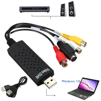 Audio Video Capture Adapter Converter Connector USB1.1/2.0 VCR DVD Card TV Tuner for Win 10 NTSC Video Game on PC/Laptop