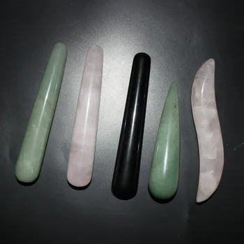 Natural mixed color /shape 5pcs massage wand Relaxing wand acupoint point stick reiki healing stone body chakra face massage