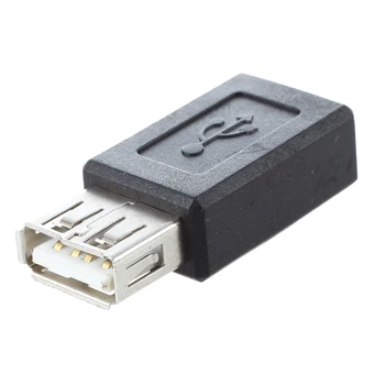 Black USB 2.0 Type A Female to Micro USB B Female Adapter Plug Converter