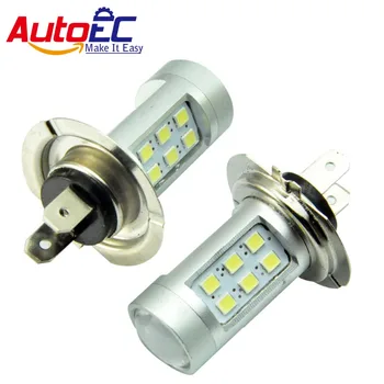 AutoEC 100X H7 LED Car Auto White H7 2835 SMD 21 LED Daytime Running Light Fog Lamp DRL Bulb white #LJ48