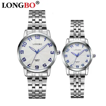 LONGBO Top Brand Lovers Watch Waterproof Full Steel Quartz Watch Men Women Fashion Luminous Watches Hour Montre Relogio Reloj