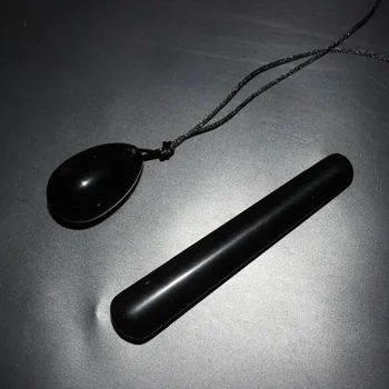 Natural obsidian massage stick beauty massage wands and obsidian drilled yoni egg