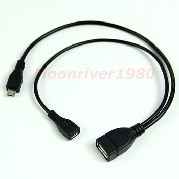 USB 2.0 A Female to Micro USB B Male + Micro 5 Pin Female Host OTG Adapter Cable