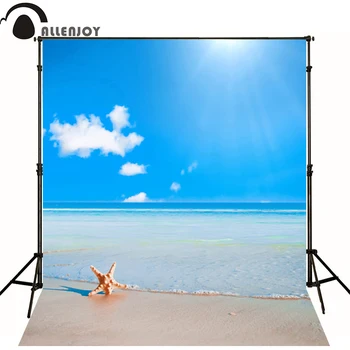300*600cm(10ft*20ft) vintage photography backdrops Beach Starfish Blue Sky photography backdrops