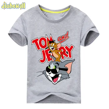 2017 Baby Tom and Jerry Cartoon Printing Tshirt Boy Girl Short Sleeve Tee Tops Clothes Children Cotton Summer Costume ACY109