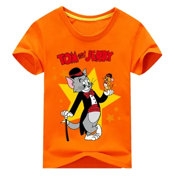 2017 Baby Tom and Jerry Cartoon Printing Tshirt Boy Girl Short Sleeve Tee Tops Clothes Children Cotton Summer Costume ACY109