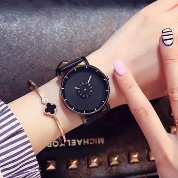 Fashion Creative Women Watches Circle Turning Stylish Quartz Wristwatch for Ladies 3 Color Casual Girls Clock Student Gifts
