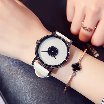 Fashion Creative Women Watches Circle Turning Stylish Quartz Wristwatch for Ladies 3 Color Casual Girls Clock Student Gifts