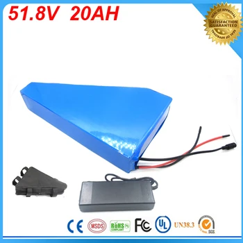 Triangle style 1500W 51.8V 20AH Electric Bicycle Battery 51.8V Lithium Battery 52V 20AH E-bike battery 30A BMS charger free bag