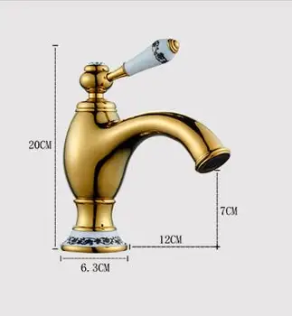 Golden brass faucet bathroom faucets single handle cold hot water tap mixer basin faucet