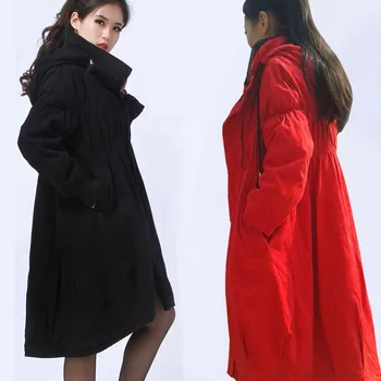 Women Hooded Wadded Jackets Fashion Winter Coat Women Loose Long Cotton Padded Parkas Outerwear Plus Size XL H5518