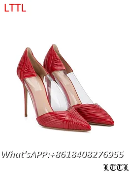 2017 Fashion Mature Heels Shoes Woman High Heels Shallow Women Shoes Pleated Pumps Slip On Office Red Sexy Women Thin Heel Shoes