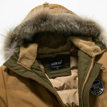 GUEQI Fur Hooded Men Warm Down Jackets Plus Size M-3XL ADD Fleece Outerwear 2017 Cold Winter Man Casual Parkas