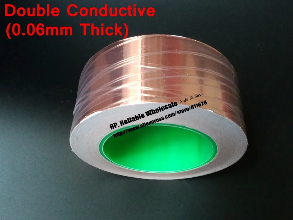 0.06mm thick) 85mm*30M Single Adhered, Two Side Conductivity Copper Foil Tape, EMI Masking fit for LCD Monitor, PDP
