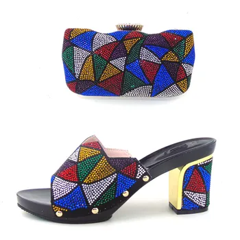 Colorful Italian Shoes With Matching Bag Set Italy Shoe And Bag Set For Wedding Fashion Woman Sandal Shoes THS17-02