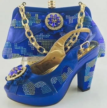 Royal Blue Shoes And Bags To Match High Heels Women Shoes African Italian Shoes And Matching Bag Set ME6605