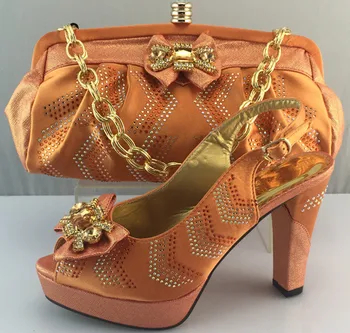 Italian Shoes With Matching Bag Italy Shoe And Bag Set For Wedding With Rhinestones Woman Pumps Shoes ME3308