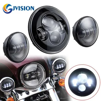 Round Motorcycle H4 7'' Daymaker headlight High/Low Beam + 4.5 inch 30W LED Front lights Driving lights for Harley Touring