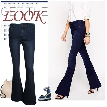 2016 Spring Women Stretch Jeans Female Flare Pants