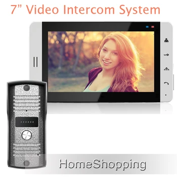 New Wired 7 inch Color TFT Touch White Monitor Video Doorphone Intercom System + Night Vision Door Camera IN STOCK