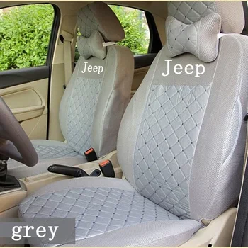 Grey/red/black silk breathable Embroidery logo Car Seat Cover For Jeep Wrangler patriot Cherokee compass Cherokee