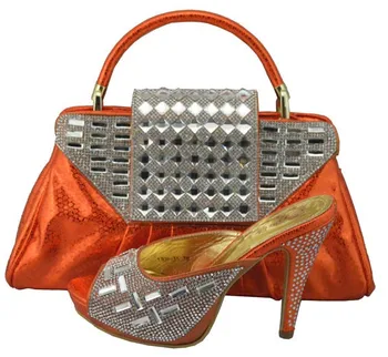 Ladies Matching Shoes And Bags Set With Stones Fashion African Sandal Italian Shoes And Matching Bag Set 1308-36