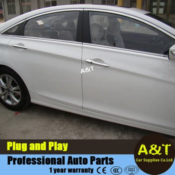 A&T car styling for Hyundai Sonata 8th Stainless steel full window cover decoration strip fit for 2011-model
