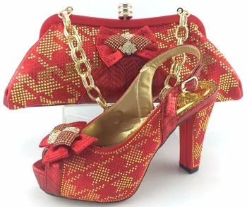 Italian Shoes With Matching Bags Rhinestones Pumps Shoes African Shoes And Bags Set To Matching ME3328