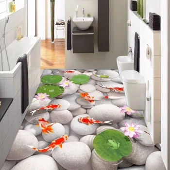 3D Stereo cobblestone carp stone floor painting living room office kitchen wear floor wallpaper mural