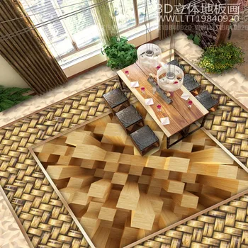 High-grade wood grain flooring painting wallpaper living room kitchen home decoration floor mural