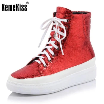 Women Casual Ankle Boots Lace Up Increased Internal Solid Shoes Woman Spring Autumn Less Platform Boot Size 34-40