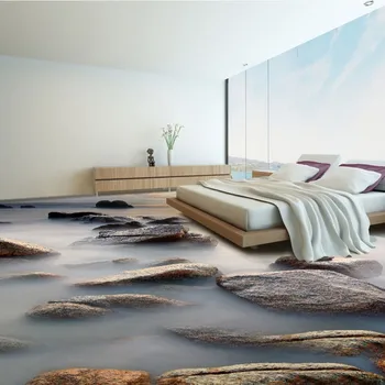 3D shore reef dolphin sunset beach landscape floor waterproof bedroom living room bathroom flooring mural