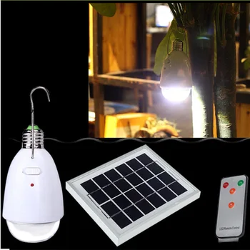 Dimmable Remote Control Solar Lamp Indoor E27 LED Light 12 LEDs Outdoor Garden Path Yard Lamp Portable Camping Emergency Lantern