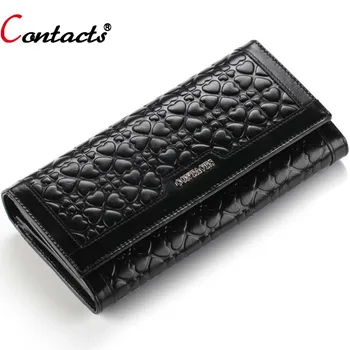CONTACT'S women wallets genuine leather long purses large capacity famous brands card holder clutch dollar price 2017