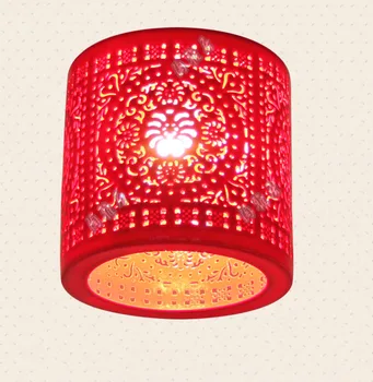 LED Ceiling Lamp Beautiful Jingdezhen Porcelain Light Living Room Lighting Fixtures Hotel Ceiling Light Red Ceramic Lamp